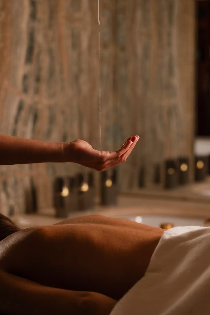 Warm oil being poured for an aroma massage at D-Urban Lounge